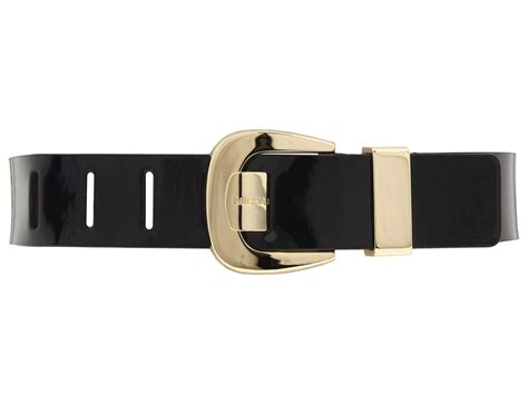 michael kors extra large belt 551033|Michael Kors 551033 Mk Black Patent Leather Silver Buckle .